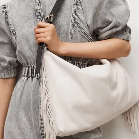 All Saints Edbury Fringe Shoulder Salt Lake White - Picture 5 of 15